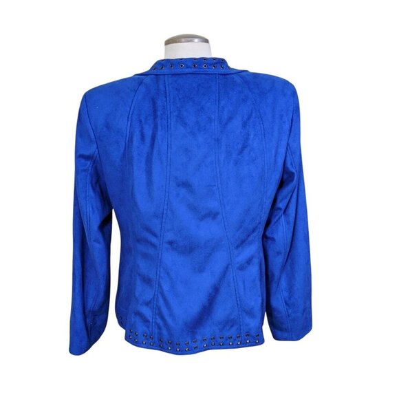 Guillaume Womens M Faux Suede Short Jacket Lightweight Royal Blue Western Boho - Picture 5 of 8